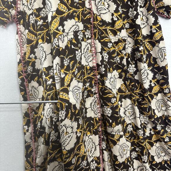 Natural Life Maxi Dress Women M Brown Floral Thick Stitching Boho Muumuu Country - Picture 8 of 16